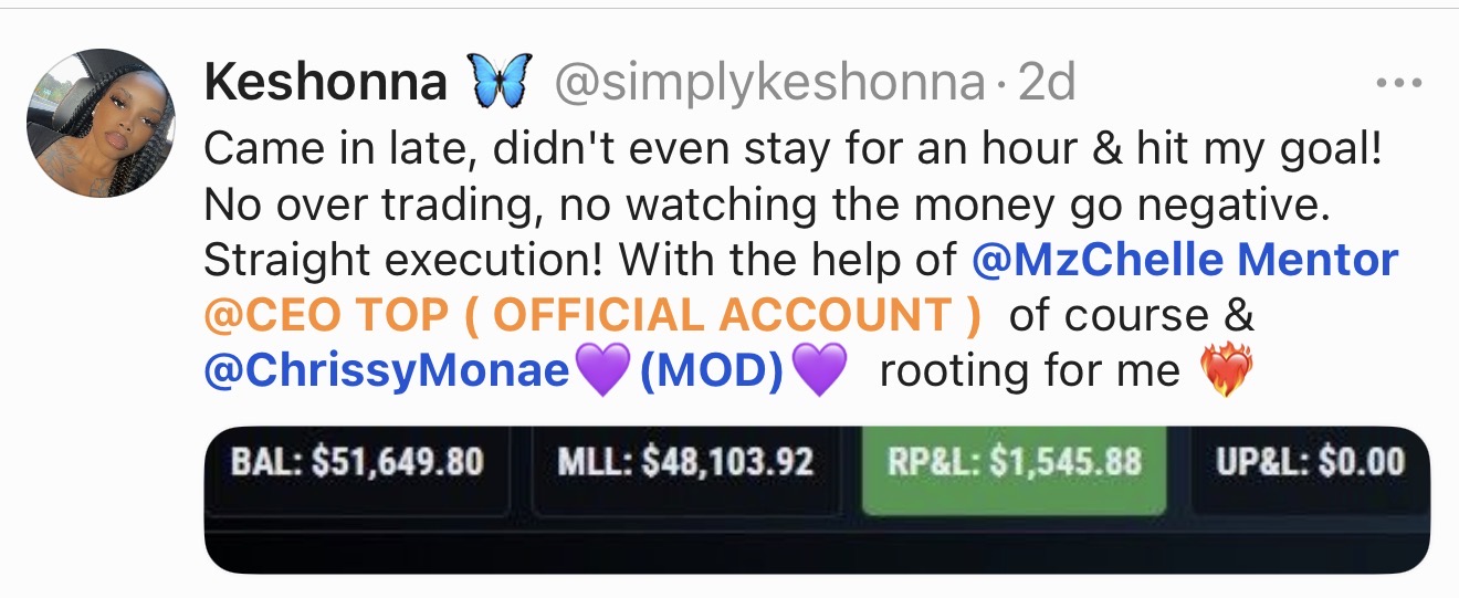 @simplykeshonna β Straight execution β RP&L $1,545.88 in under an hour