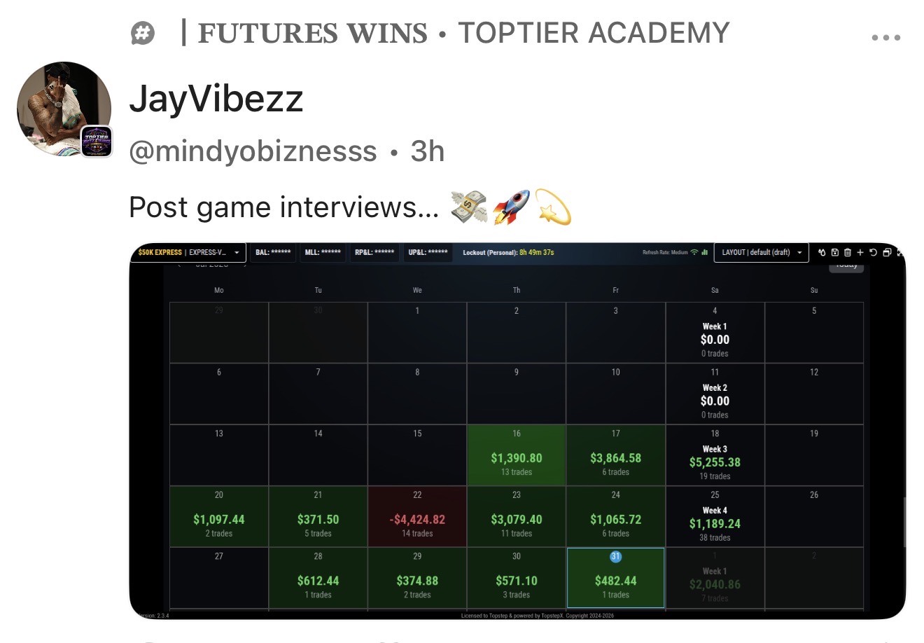 @mindyobiznesss β Post game interviewsβ¦ green calendar on the $50K Express πΈπ