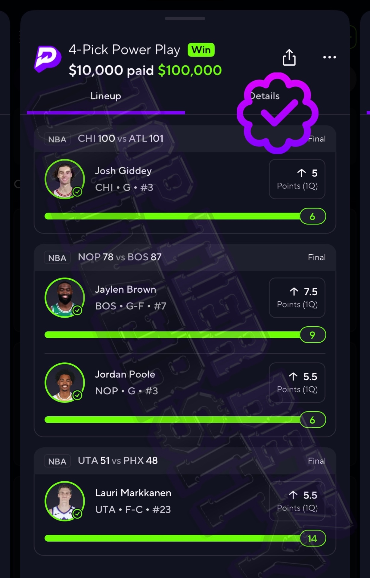 Sportsbetting win proof