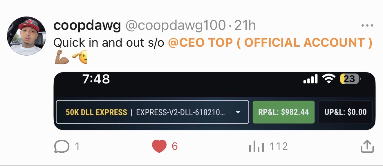 @coopdawg100 β Quick in and out β RP&L $982.44 on the 50K DLL Express