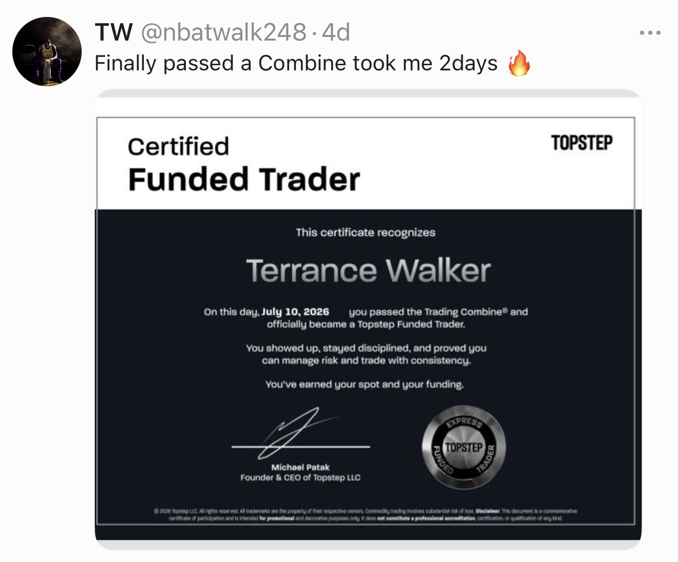 @nbatwalk248 β Finally passed a Combine β took me 2 days π₯